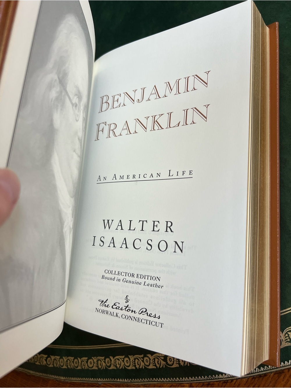 NWOT Hardcover Leather Book Benjamin Franklin: An American Life by Walter Isaacs - Picture 6 of 6